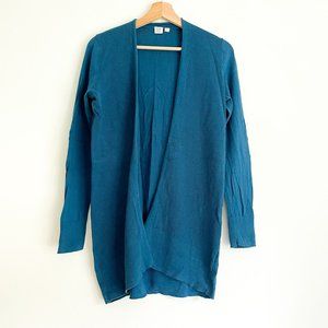 Gap Royal Teal Long Open Front Textured Long Sleeve Cardigan